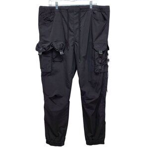 Mens Decibel 2XL Black Cargo Jogger Pants With Elastic Waist & Ankle Cuffs